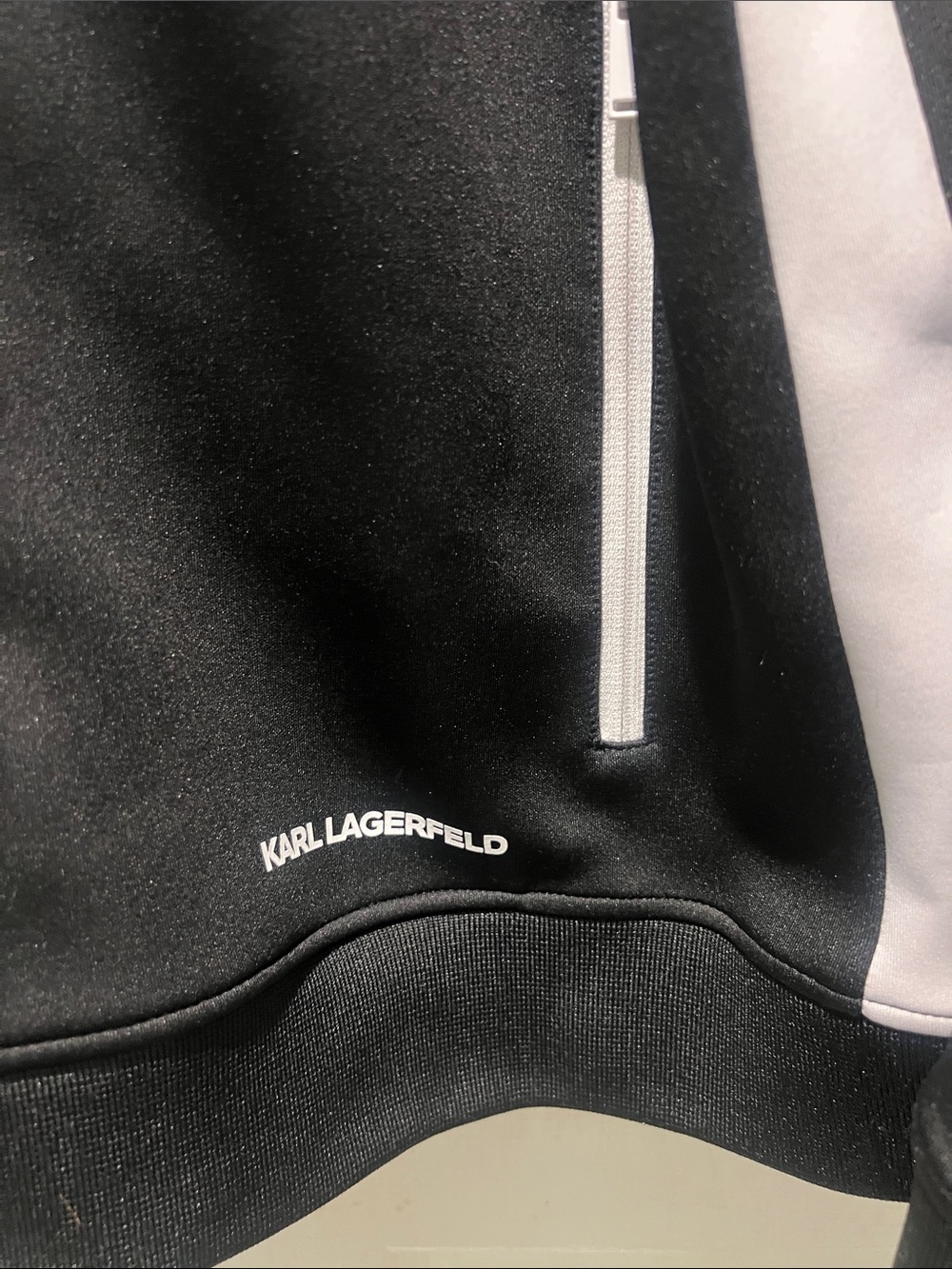 Karl Lagerfeld Black and White Zip-Front Track Jacket - Picture 4 of 10